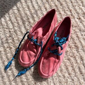 Charlotte Stone Pink Suede Lace-Up Boat Shoes